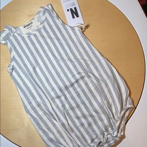 Go gently nation kids gray and white stripe onesie